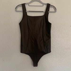 Brown A&F Vegan Leather Bodysuit